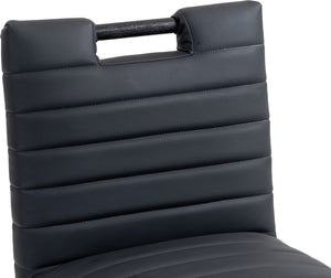 Meridian Furniture Aimee Channel Tufted Vegan Leather Counter Stool with Wood Legs for Kitchen Islands and Bars Black 11029 11029Black-C