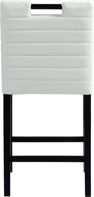 Meridian Furniture Aimee Channel Tufted Vegan Leather Counter Stool with Wood Legs for Kitchen Islands and Bars Cream 11029 11029Cream-C