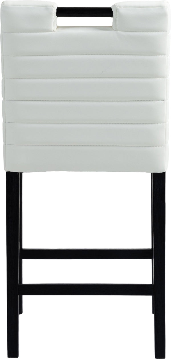 Meridian Furniture Aimee Channel Tufted Vegan Leather Counter Stool with Wood Legs for Kitchen Islands and Bars Cream 11029 11029Cream-C