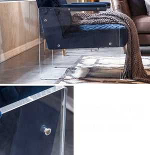 Vig Furniture Divani Casa Edmond Blue Velvet Lounge Chair With Acrylic Arms – Stylish Comfort For Your Space Blue  Vgca1102-blu