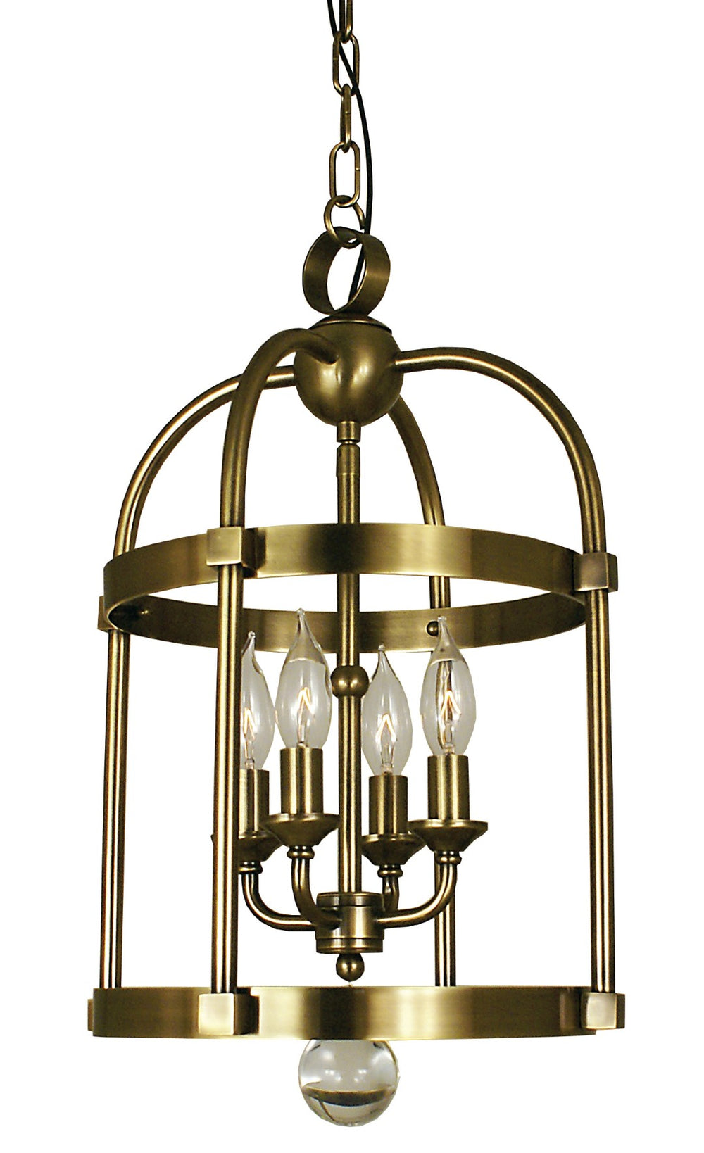 Framburg 4-light Mini Chandelier With Seeded Cylinders And Crystal Accents - Handcrafted Elegance For Any Space Antique Brass Metal 1103 Ab