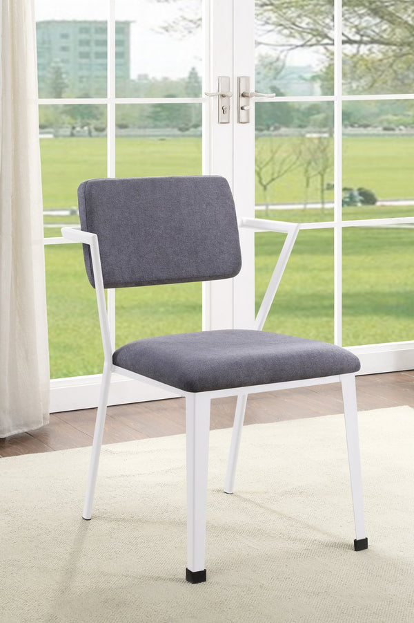 English Elm Grey Dining Chairs Set Of 2 - Modern Comfort With Padded Seats, Durable Metal Frame For Any Space B062P209231