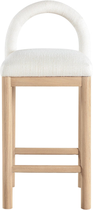 Meridian Furniture Conrad Arched Back Linen Upholstered Counter Stool with Natural Wood Legs 11031Cream-C