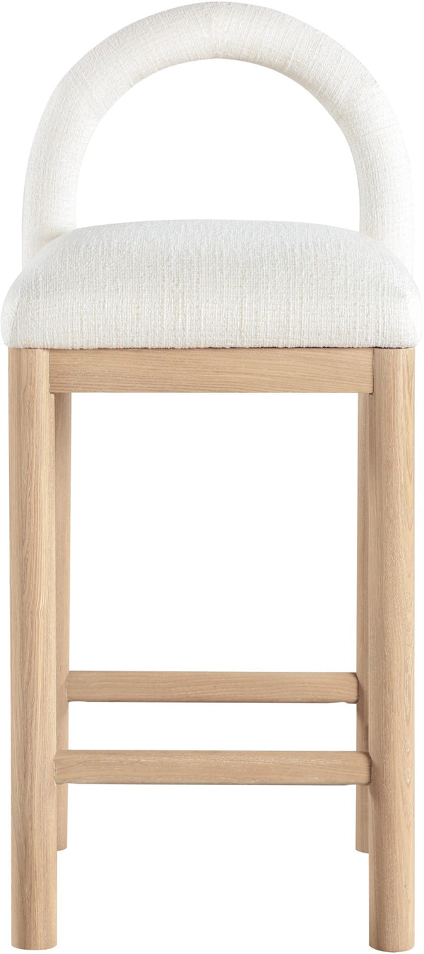 Meridian Furniture Conrad Arched Back Linen Upholstered Counter Stool with Natural Wood Legs 11031Cream-C