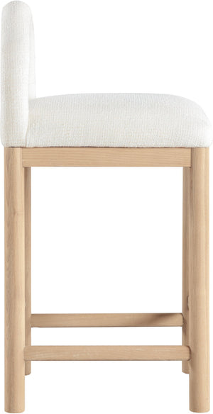 Meridian Furniture Conrad Arched Back Linen Upholstered Counter Stool with Natural Wood Legs 11031Cream-C