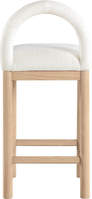 Meridian Furniture Conrad Arched Back Linen Upholstered Counter Stool with Natural Wood Legs 11031Cream-C