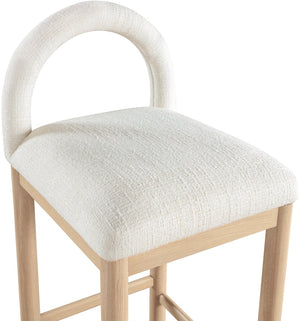 Meridian Furniture Conrad Arched Back Linen Upholstered Counter Stool with Natural Wood Legs 11031Cream-C