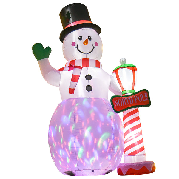 English Elm Homcom 8Ft Inflatable Christmas Snowman Decor With Led Lights & North Pole Sign For Festive Yards W2225P249939