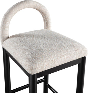 Meridian Furniture Conrad Arched Back Linen Weave Counter Stool with Matte Black Wood Legs 11032Beige-C