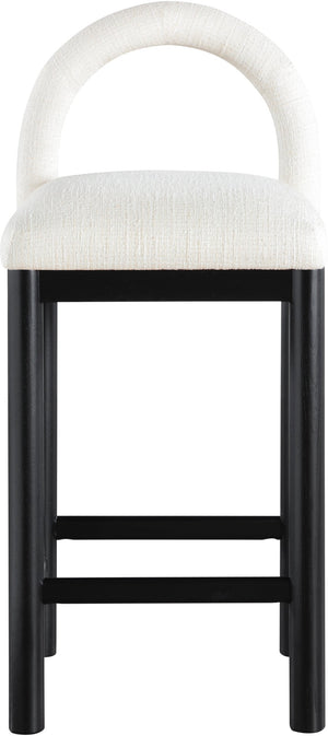 Meridian Furniture Conrad Sculptural Arched Back Counter Stool with Linen Upholstery and Matte Black Legs 11032Cream-C