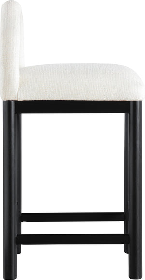 Meridian Furniture Conrad Sculptural Arched Back Counter Stool with Linen Upholstery and Matte Black Legs 11032Cream-C