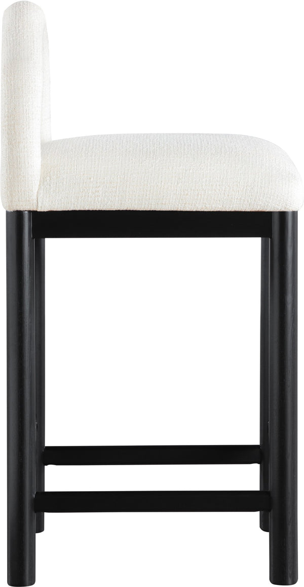 Meridian Furniture Conrad Sculptural Arched Back Counter Stool with Linen Upholstery and Matte Black Legs 11032Cream-C