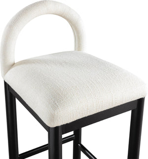Meridian Furniture Conrad Sculptural Arched Back Counter Stool with Linen Upholstery and Matte Black Legs 11032Cream-C