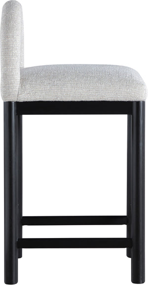 Meridian Furniture Conrad Arched Back Counter Stool in Grey Linen Fabric with Black Wood Legs 11032Grey-C