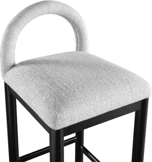 Meridian Furniture Conrad Arched Back Counter Stool in Grey Linen Fabric with Black Wood Legs 11032Grey-C