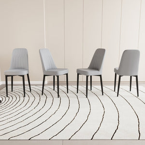 English Elm 47-63" Extendable Round Dining Set with Pu Chairs White Mdf Top Black Metal Legs W3732S00021