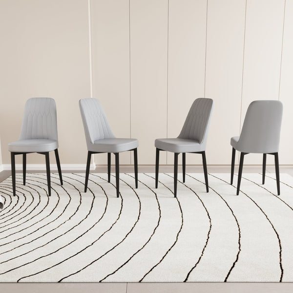 English Elm 47-63" Extendable Round Dining Set with Pu Chairs White Mdf Top Black Metal Legs W3732S00021