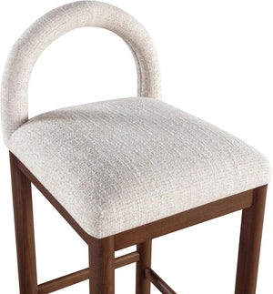 Meridian Furniture Conrad Arched Back Linen Upholstered Counter Stool with Walnut Legs for Kitchen Bars 11033Beige-C