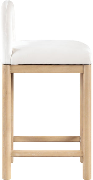 Meridian Furniture Conrad Plush Velvet Counter Stool with Arched Back and Solid Wood Legs for Kitchen Islands 11034Cream-C