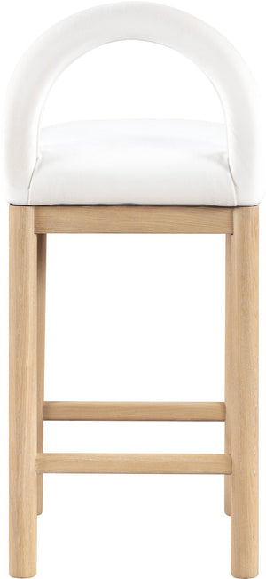 Meridian Furniture Conrad Plush Velvet Counter Stool with Arched Back and Solid Wood Legs for Kitchen Islands 11034Cream-C