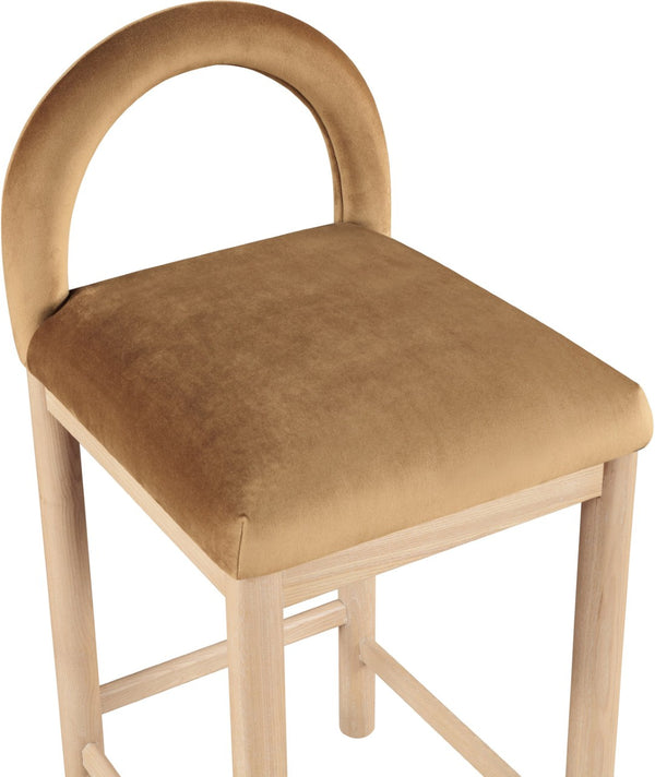 Meridian Furniture Conrad Saddle Velvet Counter Stool Sculptural Arched Back for Kitchen or Island 11034Saddle-C