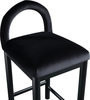 Meridian Furniture Conrad Sculptural Arched Velvet Counter Stool with Solid Wood Legs for Kitchen Islands 11035Black-C