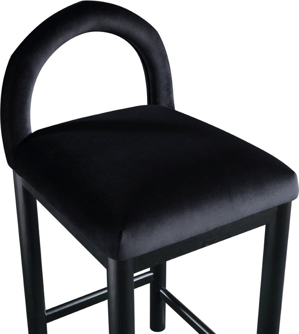 Meridian Furniture Conrad Sculptural Arched Velvet Counter Stool with Solid Wood Legs for Kitchen Islands 11035Black-C