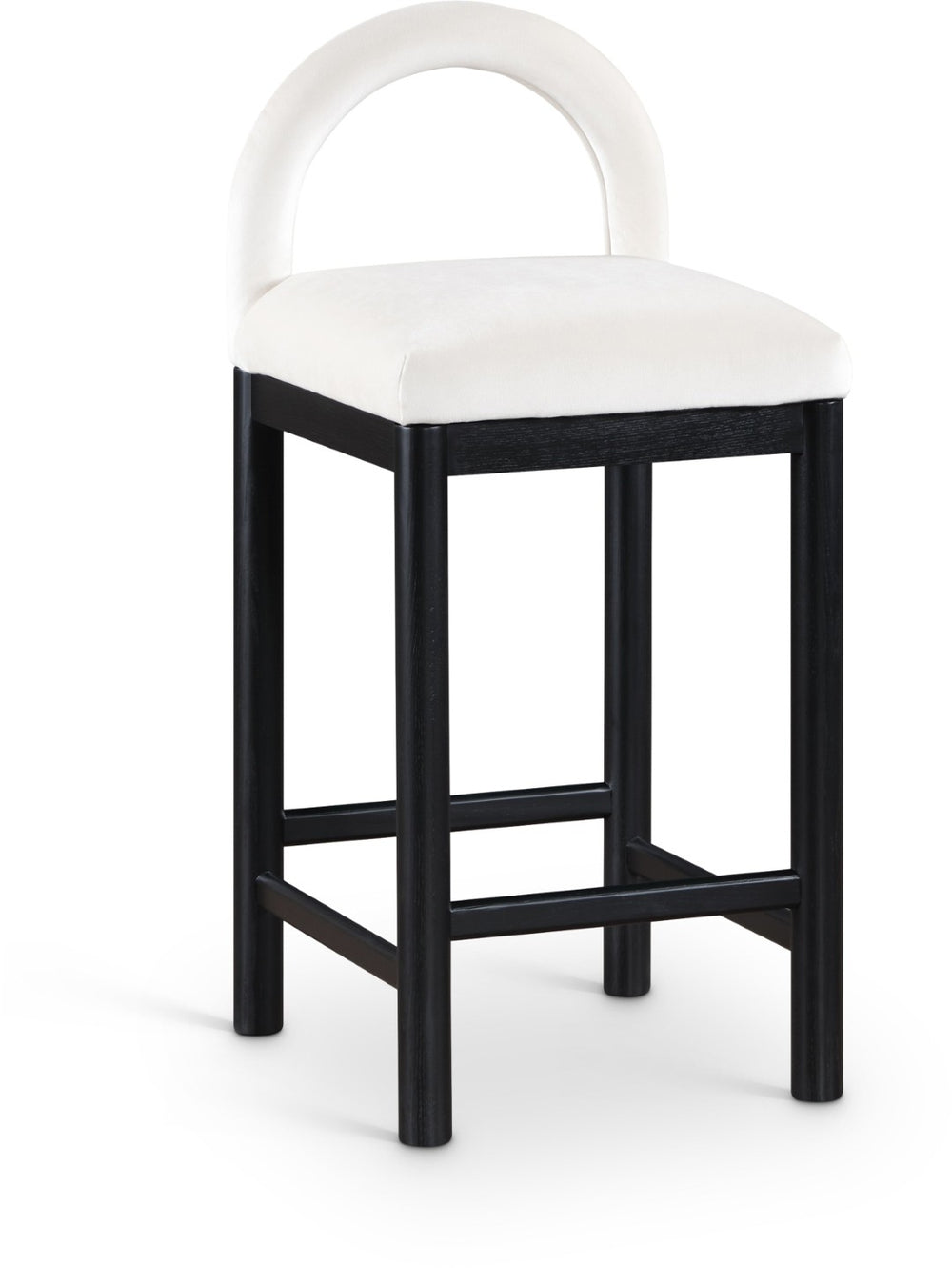 Meridian Furniture Conrad Velvet Upholstered Counter Stool with Arched Back for Kitchen Island Seating 11035Cream-C