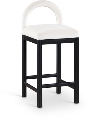 Meridian Furniture Conrad Velvet Upholstered Counter Stool with Arched Back for Kitchen Island Seating 11035Cream-C