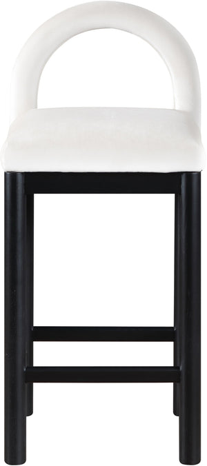 Meridian Furniture Conrad Velvet Upholstered Counter Stool with Arched Back for Kitchen Island Seating 11035Cream-C