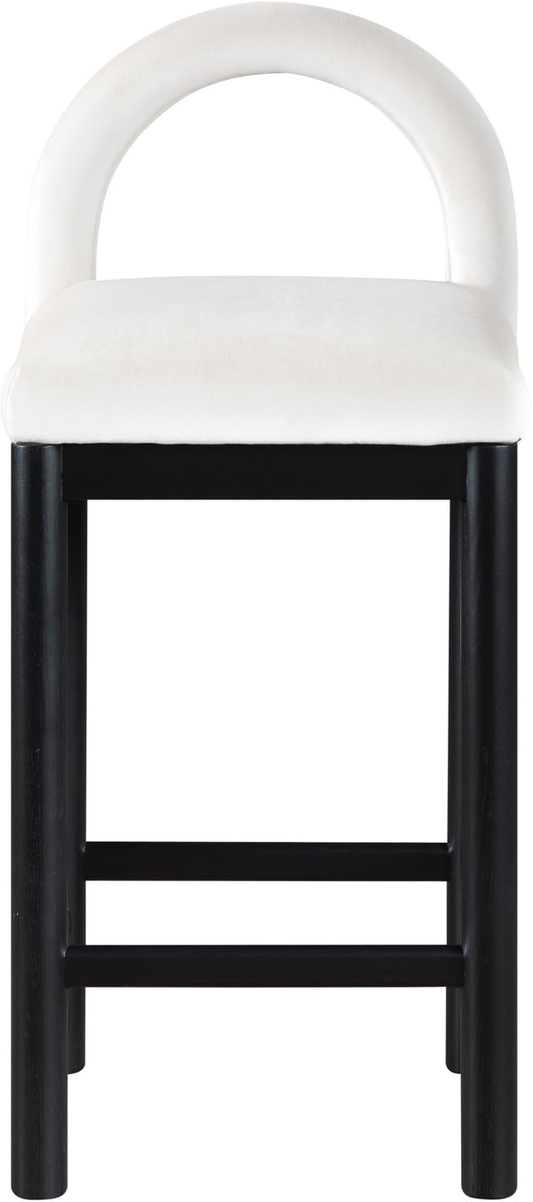 Meridian Furniture Conrad Velvet Upholstered Counter Stool with Arched Back for Kitchen Island Seating 11035Cream-C