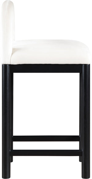 Meridian Furniture Conrad Velvet Upholstered Counter Stool with Arched Back for Kitchen Island Seating 11035Cream-C