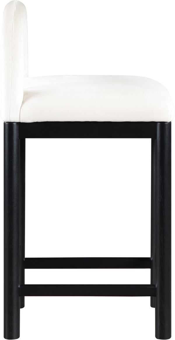 Meridian Furniture Conrad Velvet Upholstered Counter Stool with Arched Back for Kitchen Island Seating 11035Cream-C