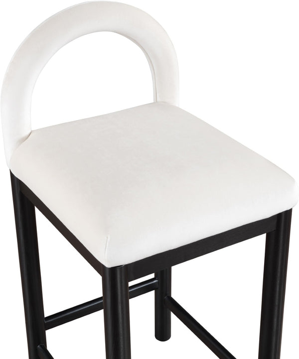 Meridian Furniture Conrad Velvet Upholstered Counter Stool with Arched Back for Kitchen Island Seating 11035Cream-C