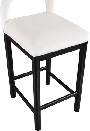 Meridian Furniture Conrad Velvet Upholstered Counter Stool with Arched Back for Kitchen Island Seating 11035Cream-C