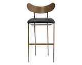 Gibbons Barstool - Antique Brass - Charcoal Black Leather 110366 Sunpan