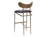 Gibbons Barstool - Antique Brass - Charcoal Black Leather 110366 Sunpan