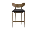 Gibbons Counter Stool - Antique Brass - Charcoal Black Leather 110367 Sunpan