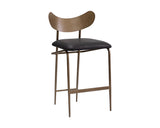 Gibbons Counter Stool - Antique Brass - Charcoal Black Leather 110367 Sunpan