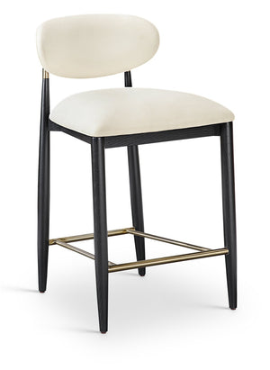 Meridian Furniture Riccio Vegan Leather Counterstool with Ash Frame and Brushed Brass Footrest Accent 11037Cream-C