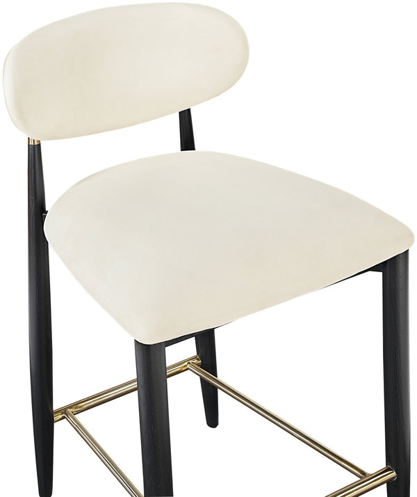 Meridian Furniture Riccio Vegan Leather Counterstool with Ash Frame and Brushed Brass Footrest Accent 11037Cream-C