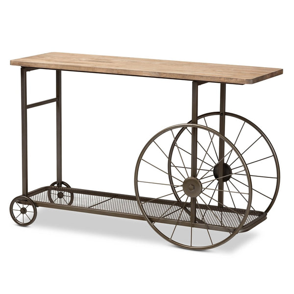 Baxton Studio Baxton Studio Terence Vintage Rustic Industrial Console Table with Wheels for Entryway & Living Room JY20A074-Natural/Black-Console
