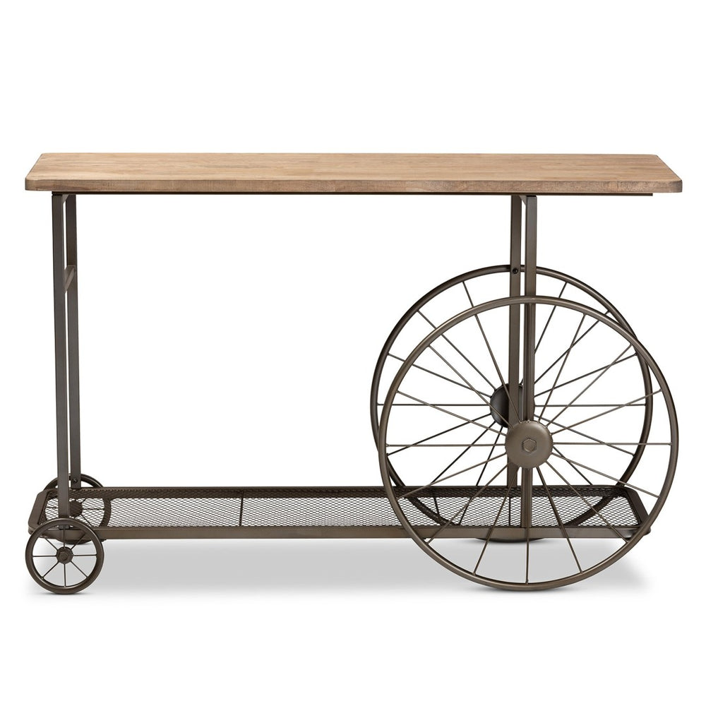 Baxton Studio Baxton Studio Terence Vintage Rustic Industrial Console Table with Wheels for Entryway & Living Room JY20A074-Natural/Black-Console