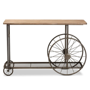 Baxton Studio Baxton Studio Terence Vintage Rustic Industrial Console Table with Wheels for Entryway & Living Room JY20A074-Natural/Black-Console