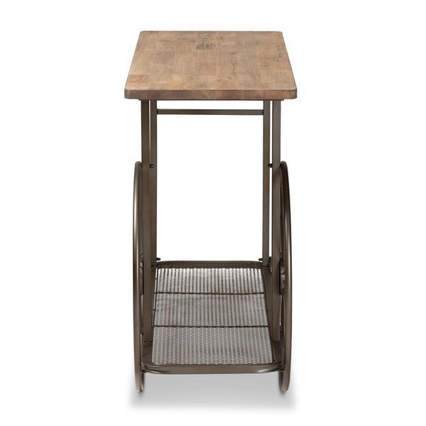 Baxton Studio Baxton Studio Terence Vintage Rustic Industrial Console Table with Wheels for Entryway & Living Room JY20A074-Natural/Black-Console