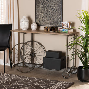 Baxton Studio Baxton Studio Terence Vintage Rustic Industrial Console Table with Wheels for Entryway & Living Room JY20A074-Natural/Black-Console