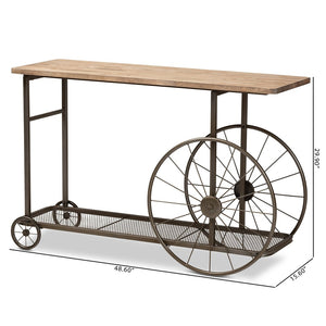 Baxton Studio Baxton Studio Terence Vintage Rustic Industrial Console Table with Wheels for Entryway & Living Room JY20A074-Natural/Black-Console