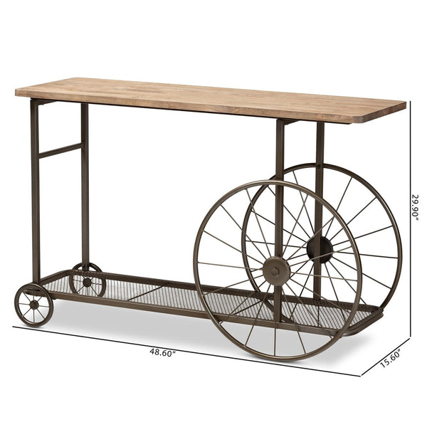Baxton Studio Baxton Studio Terence Vintage Rustic Industrial Console Table with Wheels for Entryway & Living Room JY20A074-Natural/Black-Console