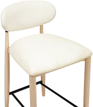 Meridian Furniture Riccio Cream Vegan Leather Counter Stool with Ash Wood Frame and Matte Iron Accents 11039Cream-C