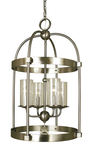 Framburg 4-light Rustic Sphere Chandelier With Seeded Glass Cylinders - Handcrafted Elegance Made In Usa Brushed Nickel Metal 1104 Bn